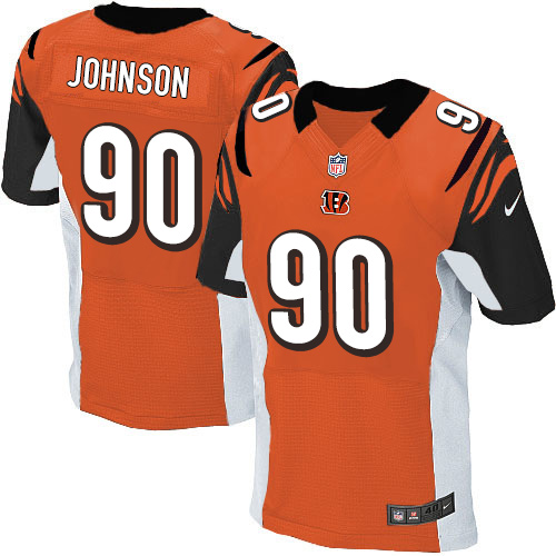 Men's Elite Michael Johnson Nike Jersey Orange Alternate - #90 NFL Cincinnati Bengals